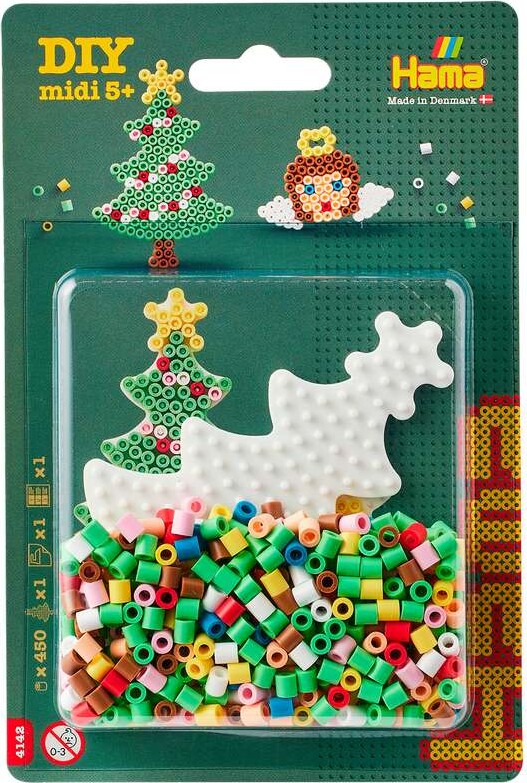 Hama 4142 - Lille Juletræ - 450 Diy Midi Perler Plade Papir