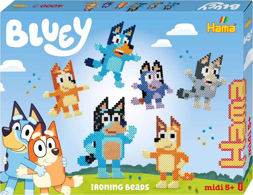 Hama 7916 - Bluey - 4000 Midi Perler 2 Pegboards Papir