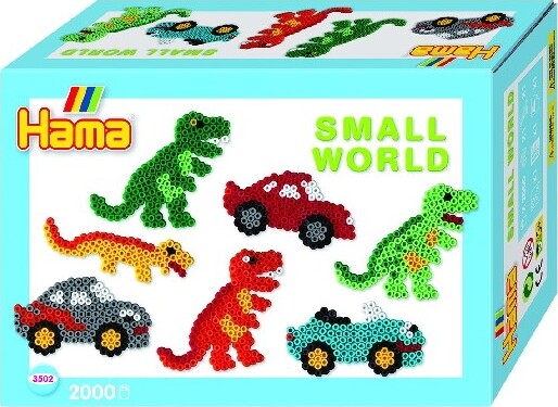 Hama Midi Perler - Dinosaurer Og Biler Perlesæt - 2000 Perler - 3502