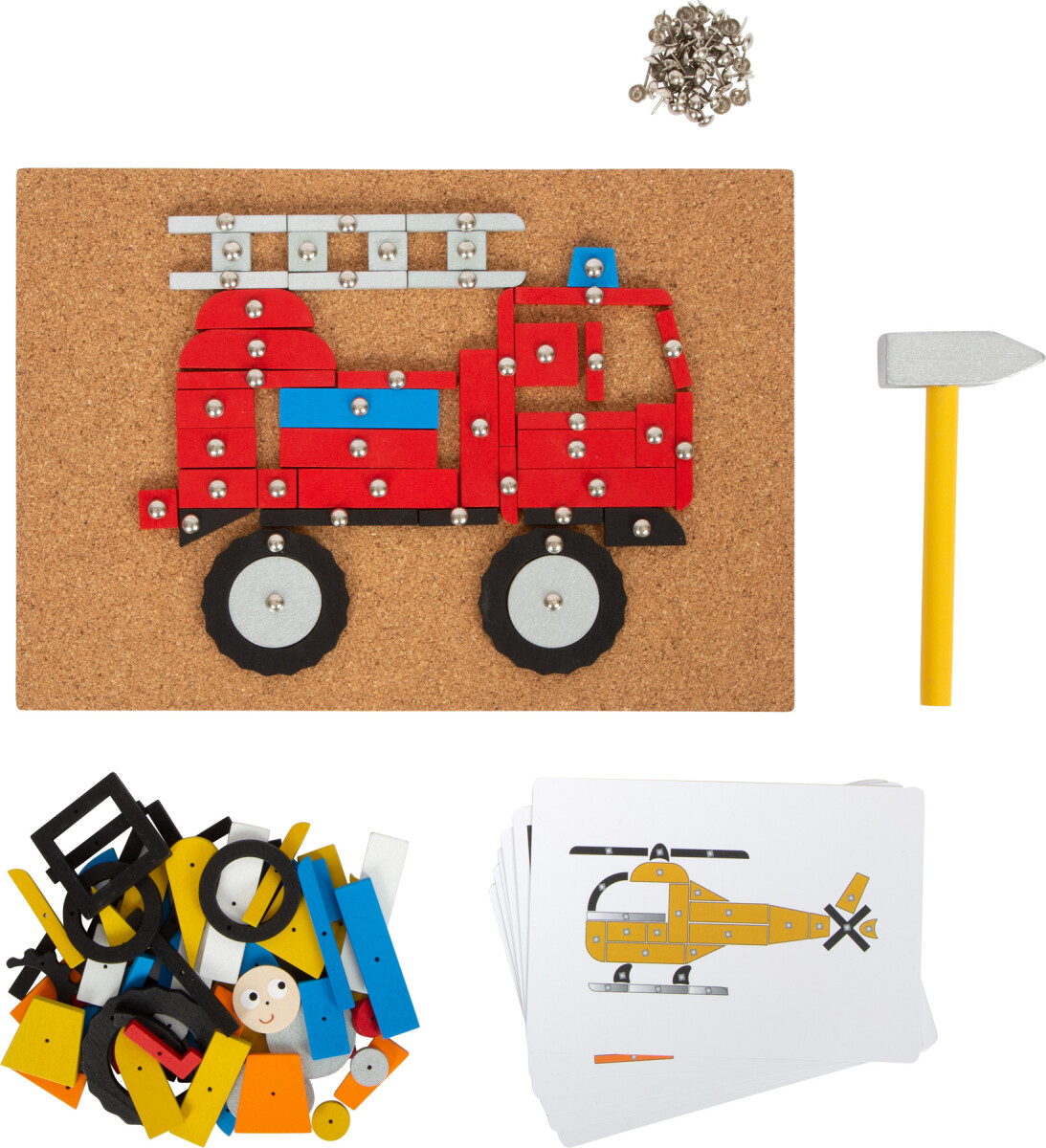 Hammerbræt Med Søm Træhammer Og Klodser - Køretøjer
