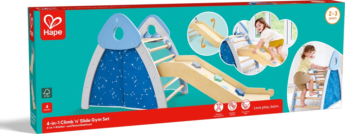 Hape - 4-In-1 Climb Slide Gym Set - Klatrestativ Til Børn