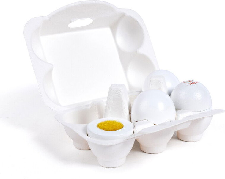 Hape - Egg Carton - Æggebakke Legetøj Med 6 Æg - E3156