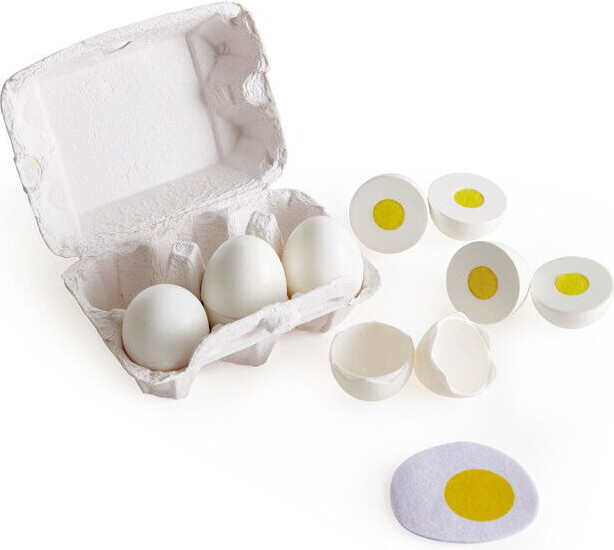 Hape - Egg Carton - Æggebakke Legetøj Med 6 Æg - E3156