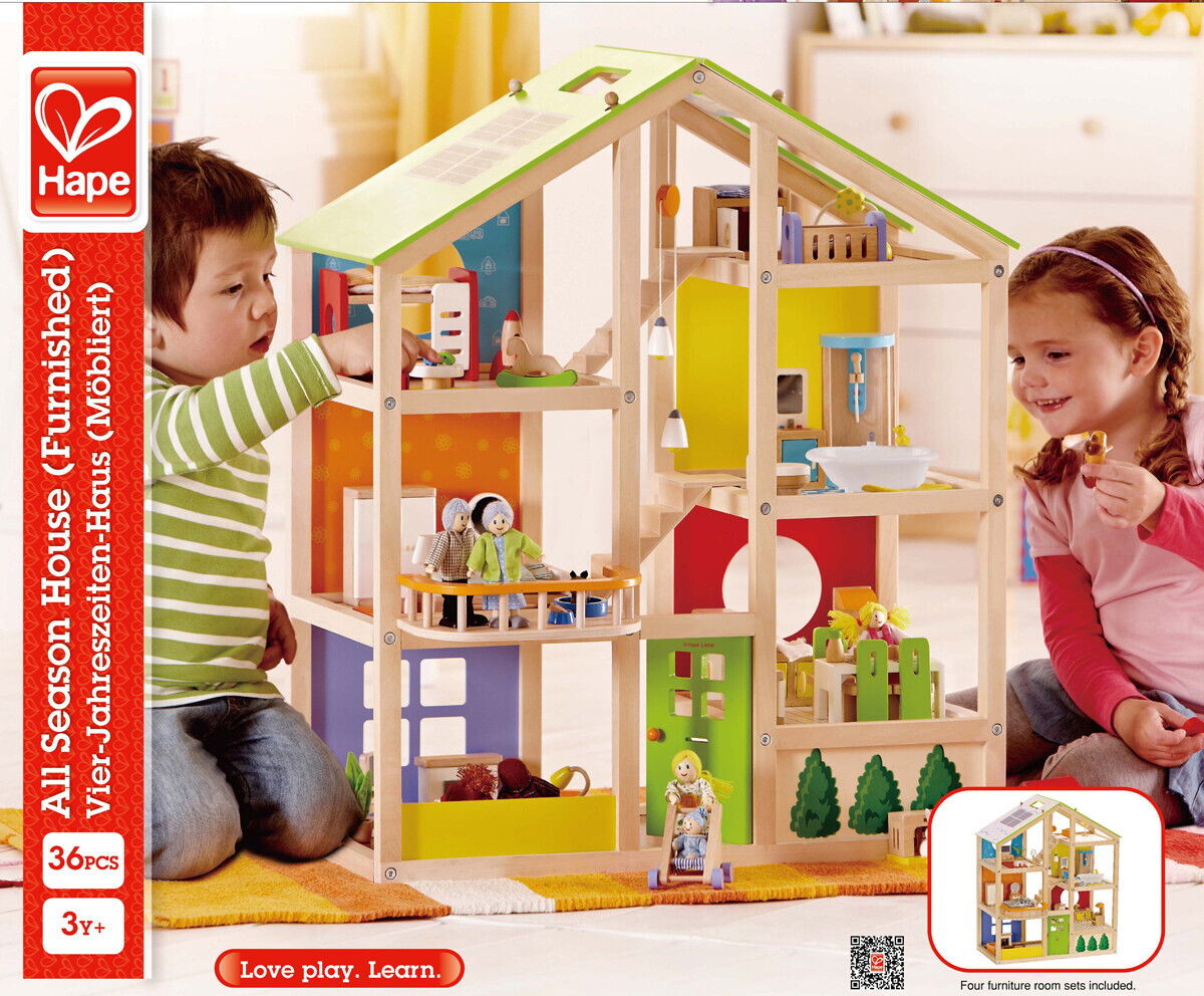 Hape - Dukkehus Med Møbler