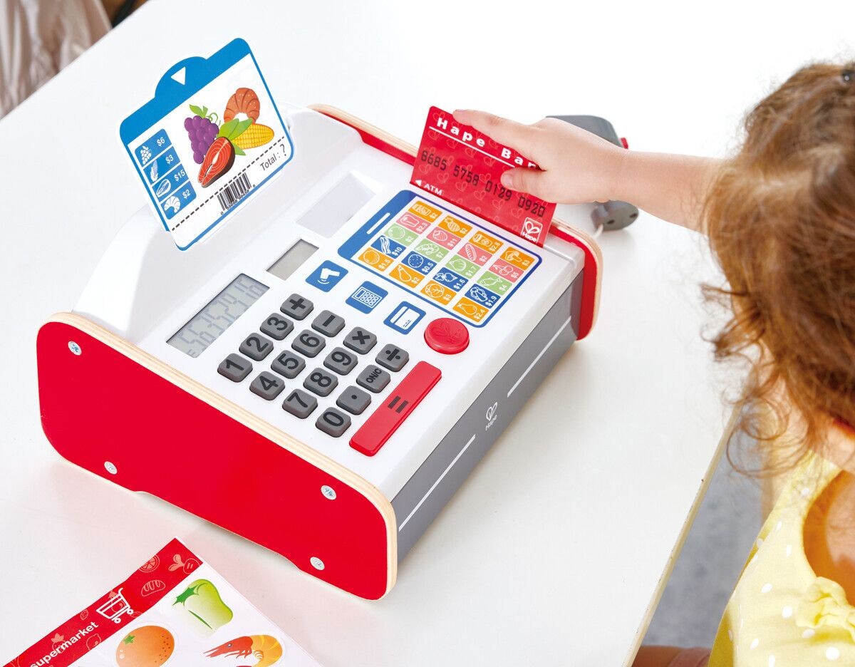 Hape - Legetøjs Kasseapparat Til Børn - Inkl Legepenge