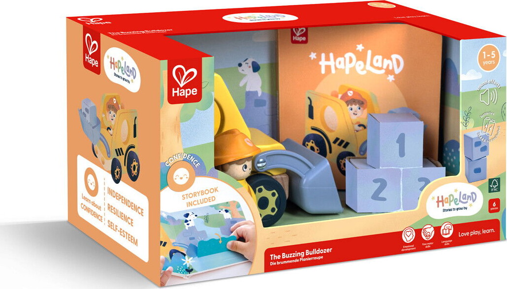Hape - The Buzzing Bulldozer - Legetøj Med Lyd - Hapeland