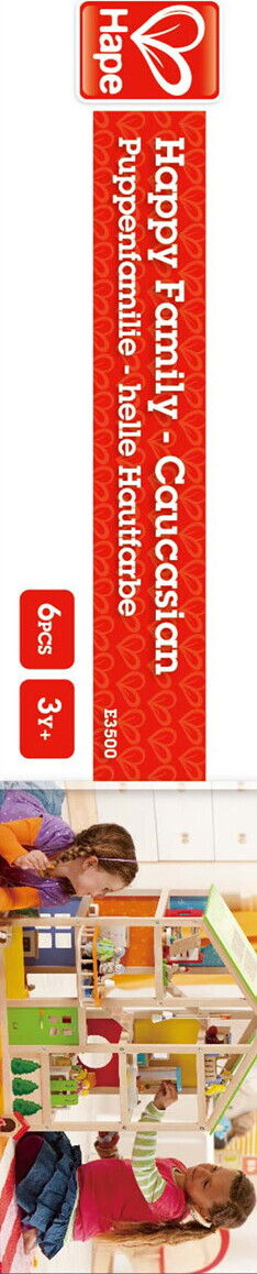 Hape - Happy Family - 6 Caucasian Dukker I Træ