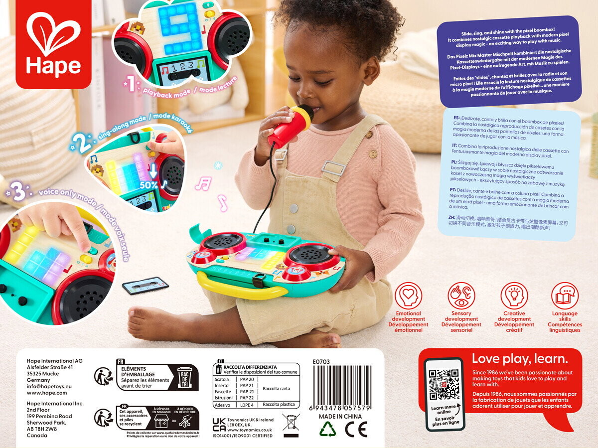 Hape E0703K - Pixelz Sing-Along Boombox - Karaokemaskine