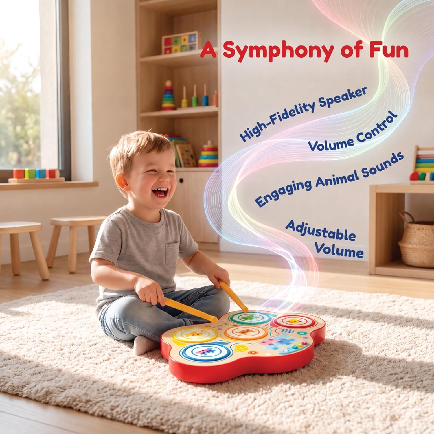 Hape E0706 - Pixelz Dynamic Pixel Drum - Trommer Til Små Børn
