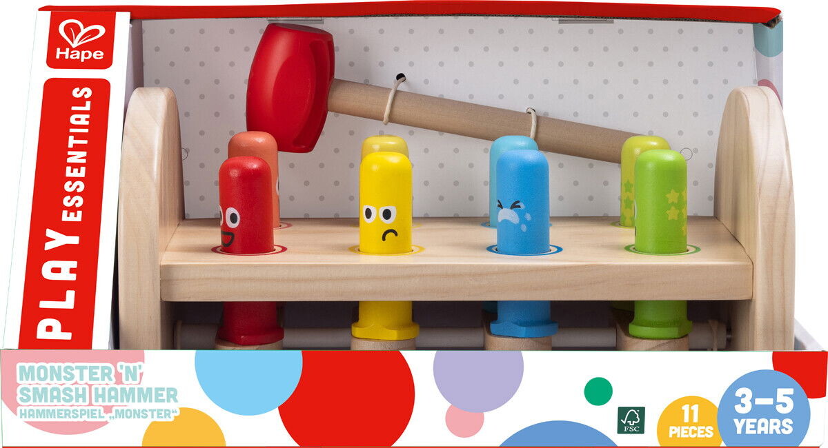 Hape - Monster N Smash Hammer - Hammerbræt I Træ Til Børn
