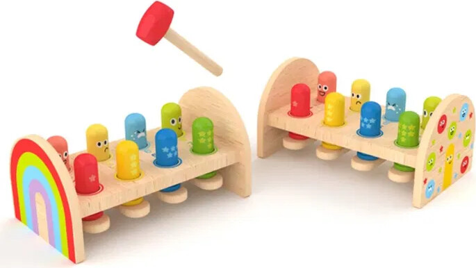 Hape - Monster N Smash Hammer - Hammerbræt I Træ Til Børn