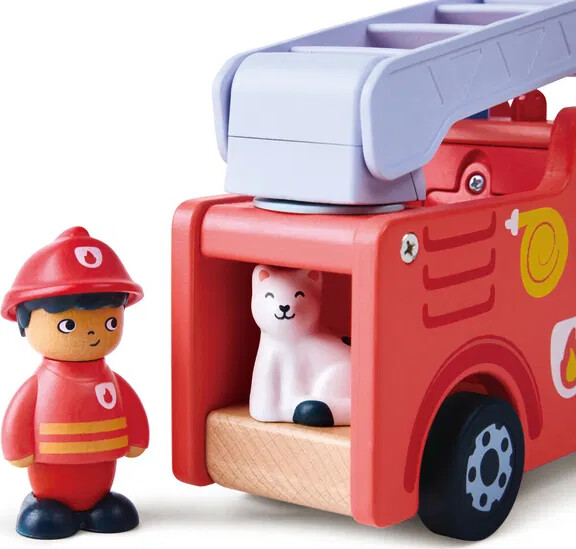 Hape - The Roaring Fire Truck - Brandbil Legetøj Med Lyd