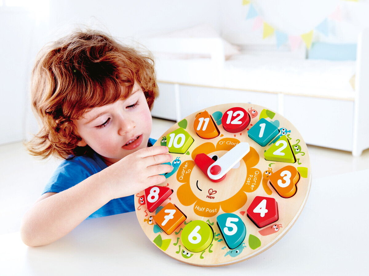 Hape - Chonky Clock Puzzle - Ur Puslespil Med Tal I Træ