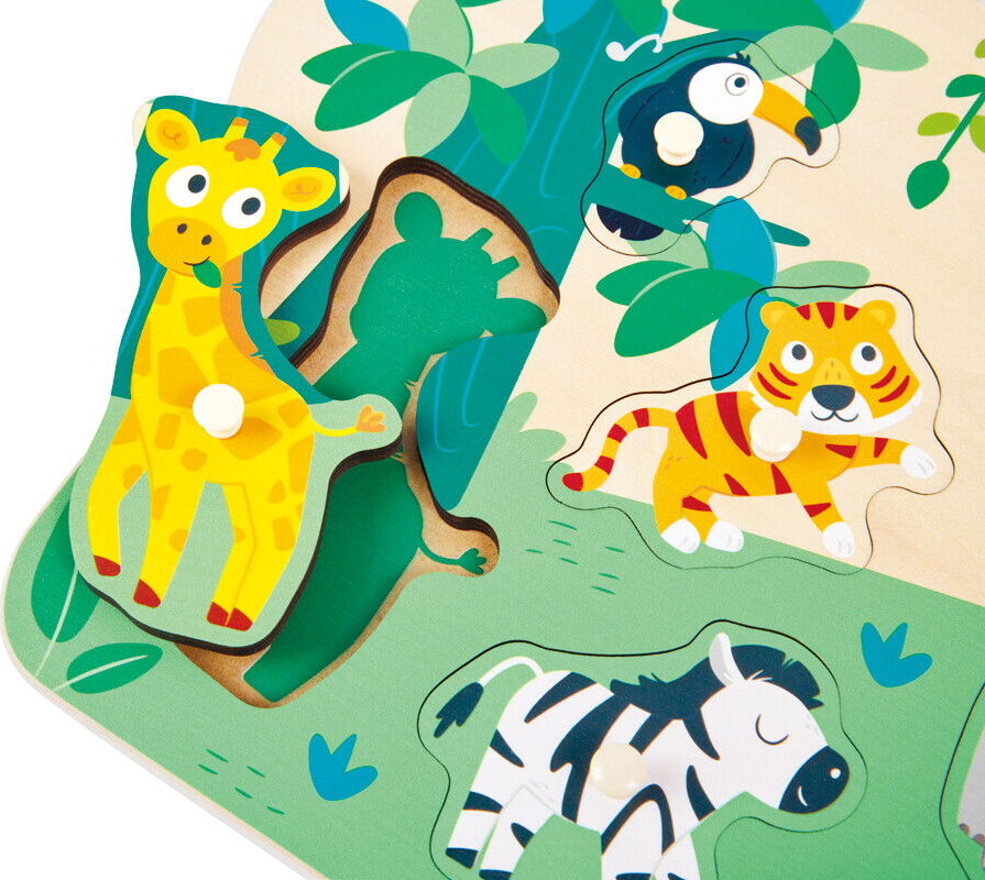 Hape - Wild Animals Peg Puzzle - Vilde Dyr Knoppuslespil