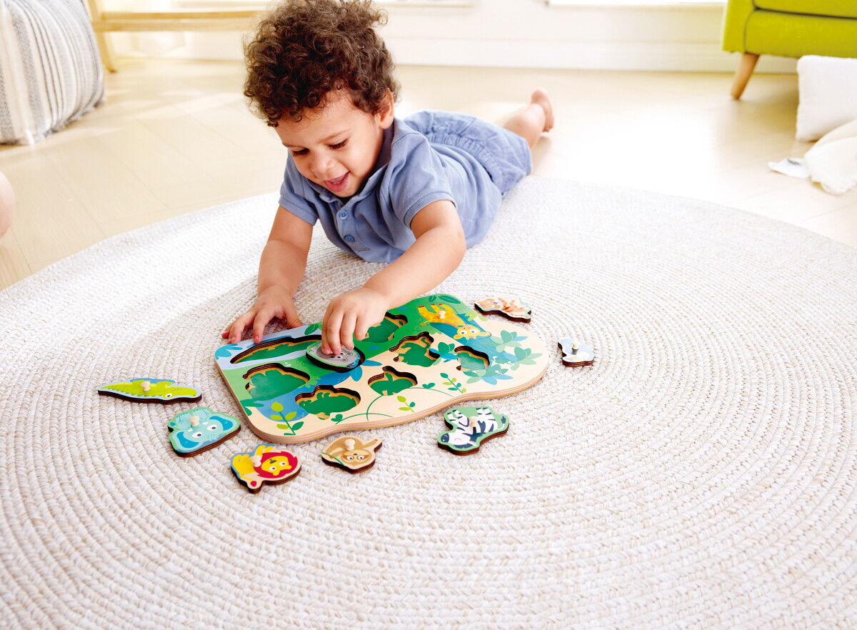 Hape - Wild Animals Peg Puzzle - Vilde Dyr Knoppuslespil