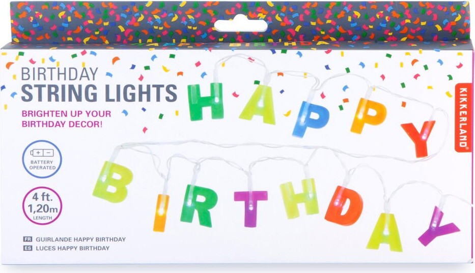 Kikkerland - Happy Birthday Guirlande Lyskæde - 120 Cm