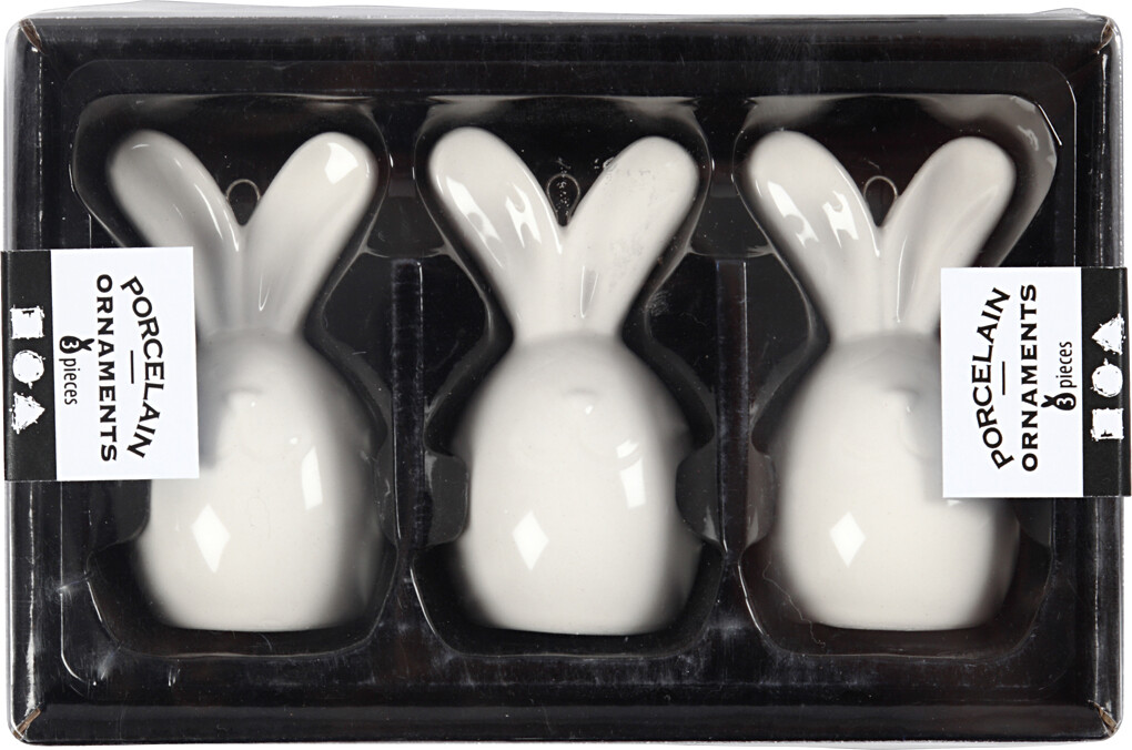 Hare - H 6 7 Cm - Ø 3 6 Cm - Hvid - 3 Stk
