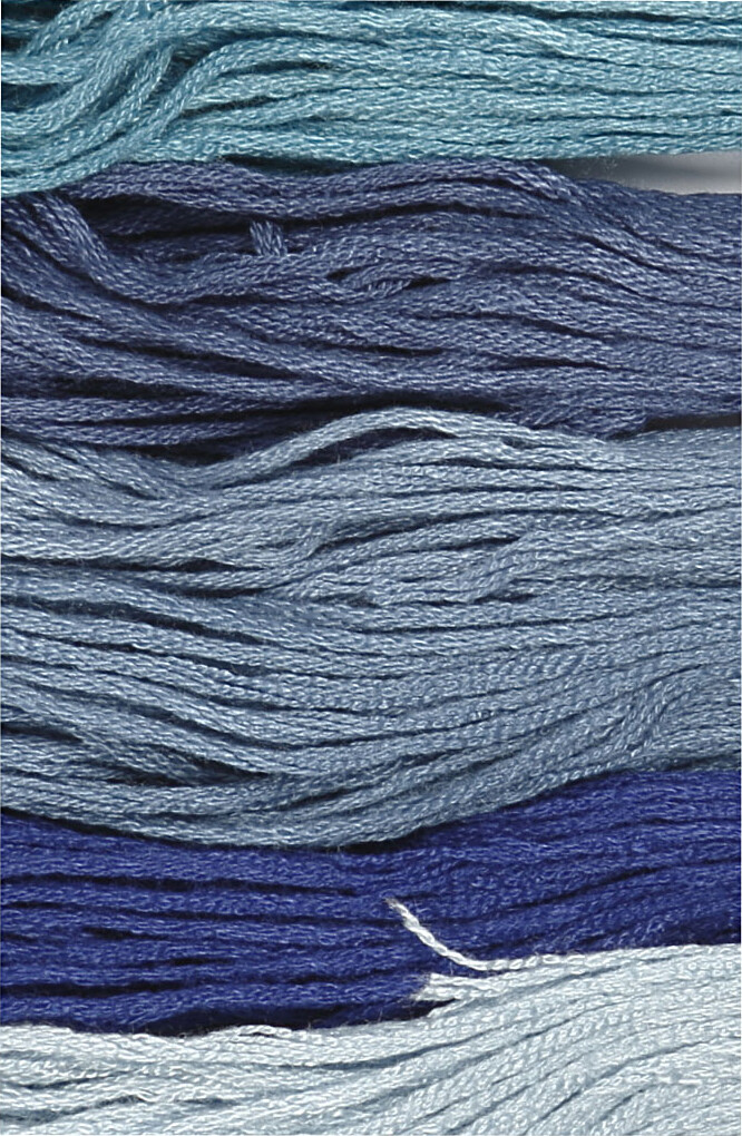 Broderigarn - 6 Farver - Blå - 6-Trådet - Bomuld - Harmoni Broderigarn