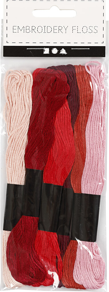 Broderigarn - 6 Farver - Rød - 6-Trådet - Bomuld - Harmoni Broderigarn