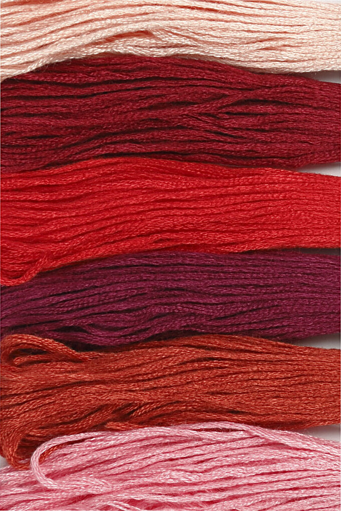 Broderigarn - 6 Farver - Rød - 6-Trådet - Bomuld - Harmoni Broderigarn