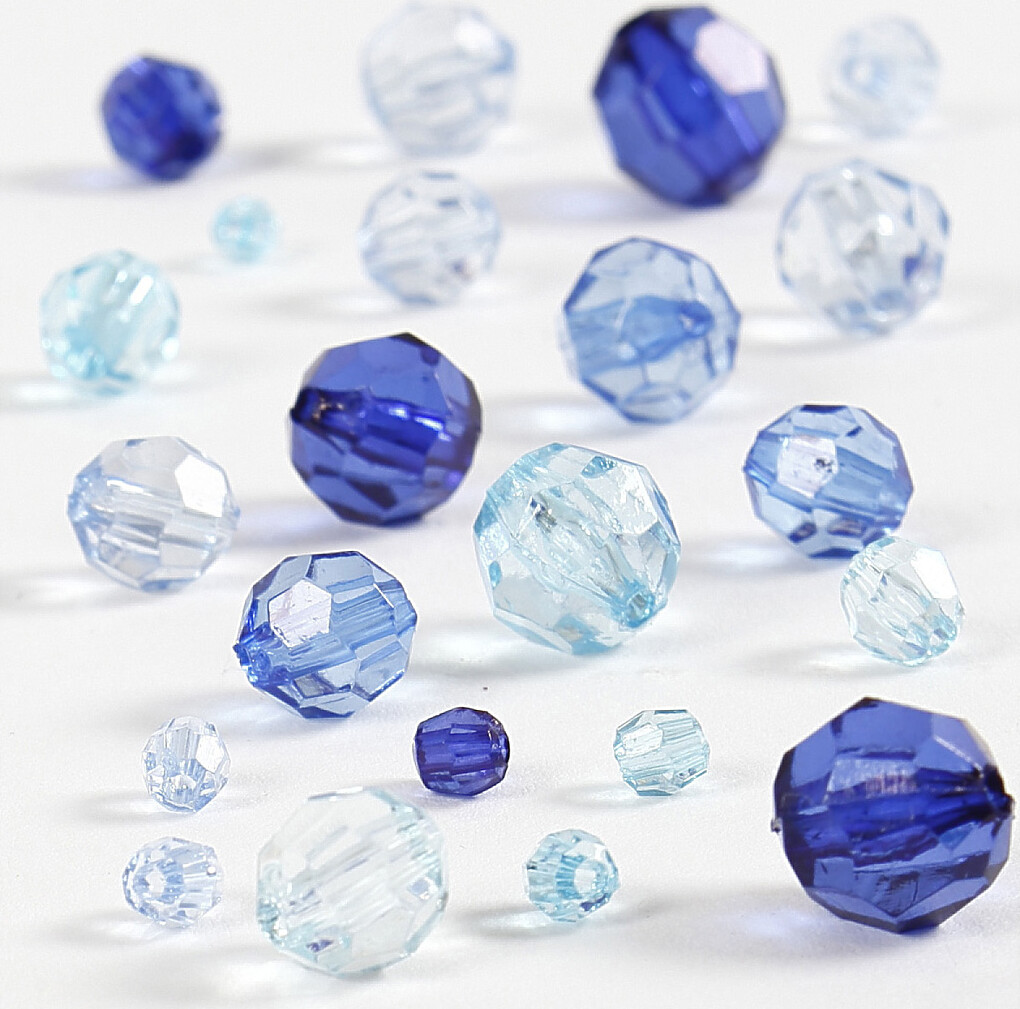 Harmoni Facetperlemix - Str 4-12 Mm - Hulstr 1-2 5 Mm - Blå Harmoni - 250