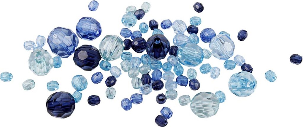 Harmoni Facetperlemix - Str 4-12 Mm - Hulstr 1-2 5 Mm - Blå Harmoni - 250