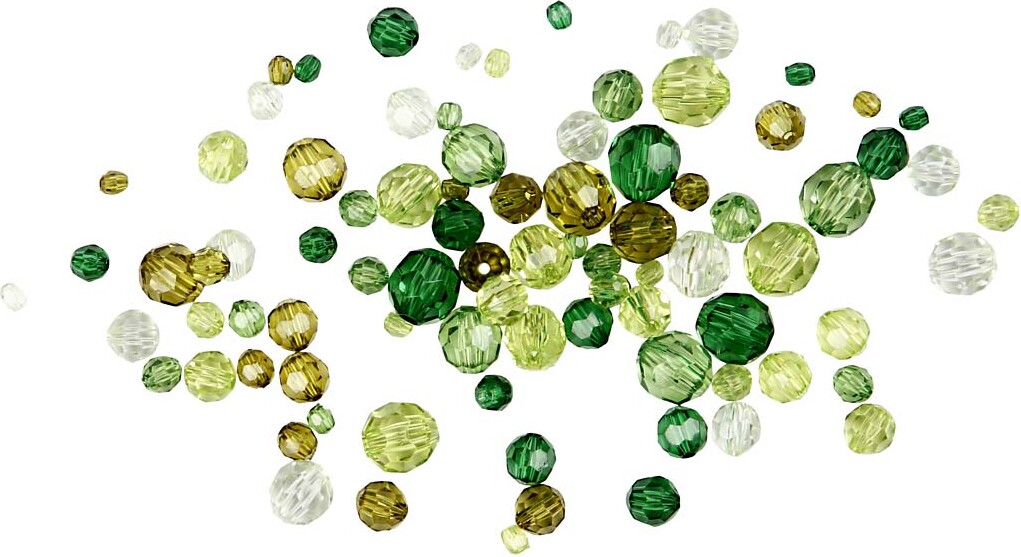 Harmoni Facetperlemix - Str 4-12 Mm - Hulstr 1-2 5 Mm - Grøn Glitter - 250