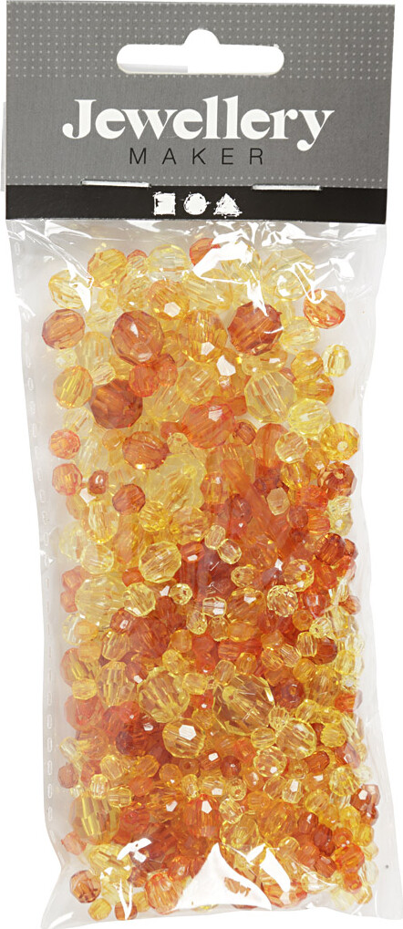 Harmoni Facetperlemix - Str 4-12 Mm - Hulstr 1-2 5 Mm - Gul - 45 G