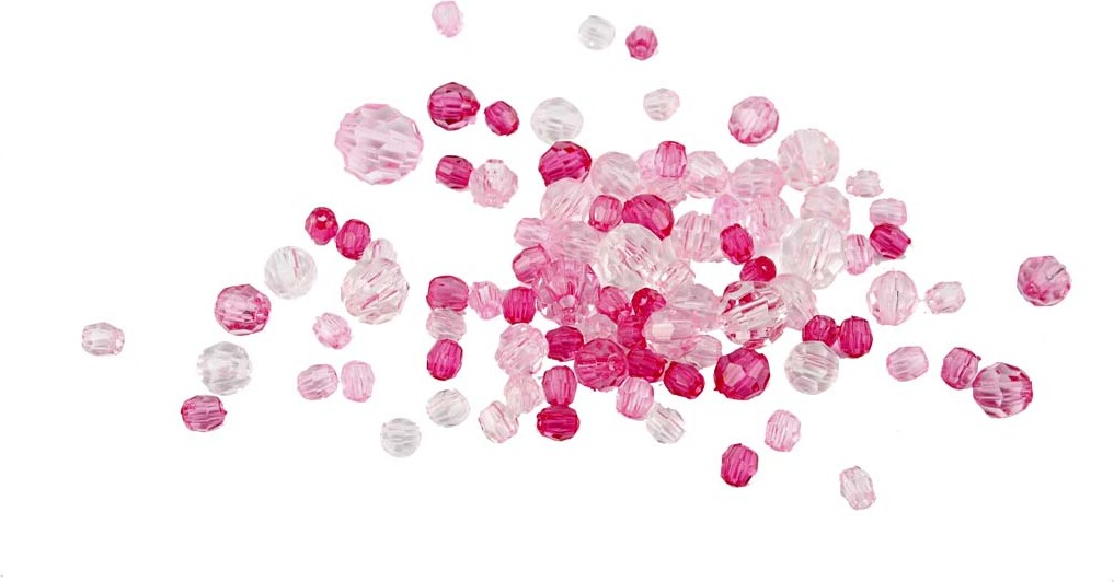 Harmoni Facetperlemix - Str 4-12 Mm - Hulstr 1-2 5 Mm - Pink - 081 - 250 G
