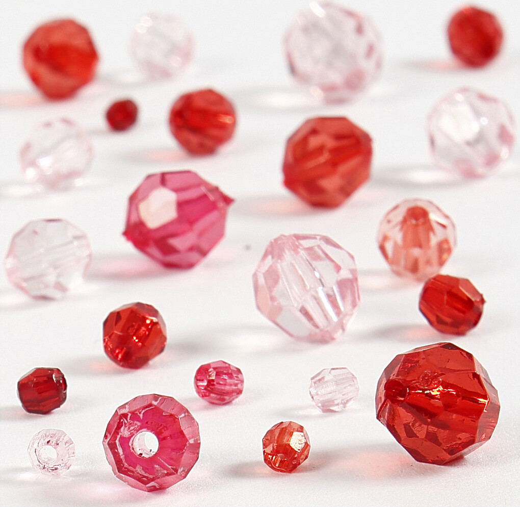 Harmoni Facetperlemix - Str 4-12 Mm - Hulstr 1-2 5 Mm - Rød Harmoni - 250