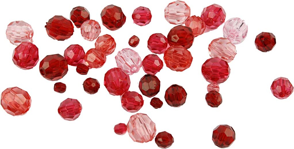 Harmoni Facetperlemix - Str 4-12 Mm - Hulstr 1-2 5 Mm - Rød Harmoni - 45 G