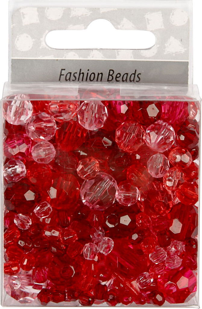 Harmoni Facetperlemix - Str 4-12 Mm - Hulstr 1-2 5 Mm - Rød Harmoni - 45 G