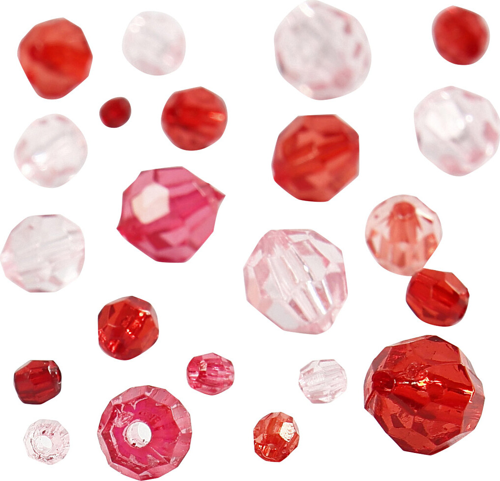 Harmoni Facetperlemix - Str 4-12 Mm - Hulstr 1-2 5 Mm - Rød Harmoni - 45 G