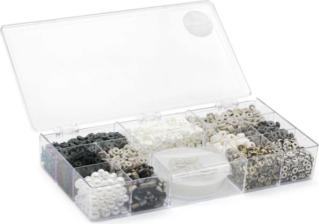 Heishi Fimo Perlemix Melastiksnor Sortgråhvid - Pearl N Fun