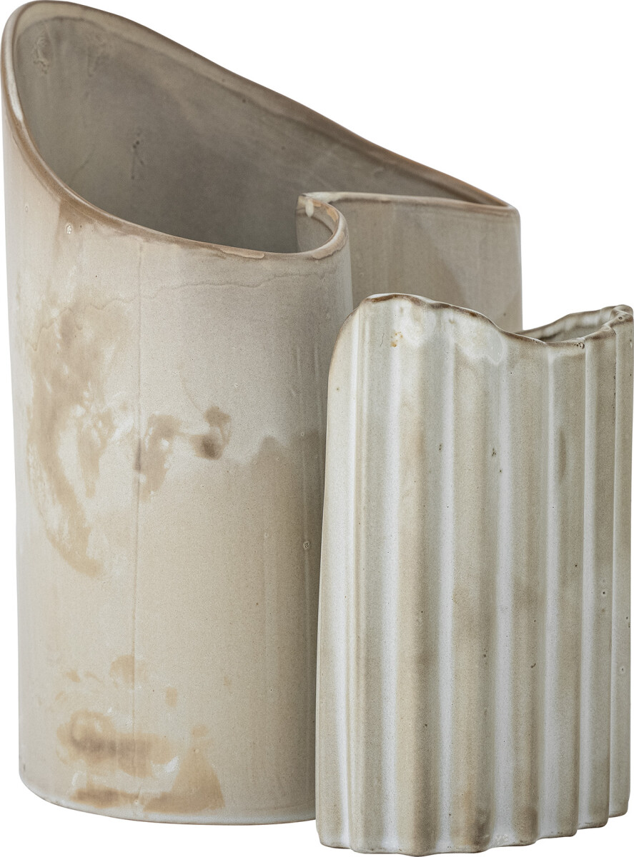 Bloomingville - Henaj Vase - Brun - Stentøj - Sæt Med 2 Stk