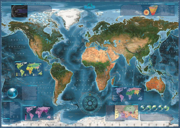 Heye Puslespil - Satellite Map - 2000 Brikker