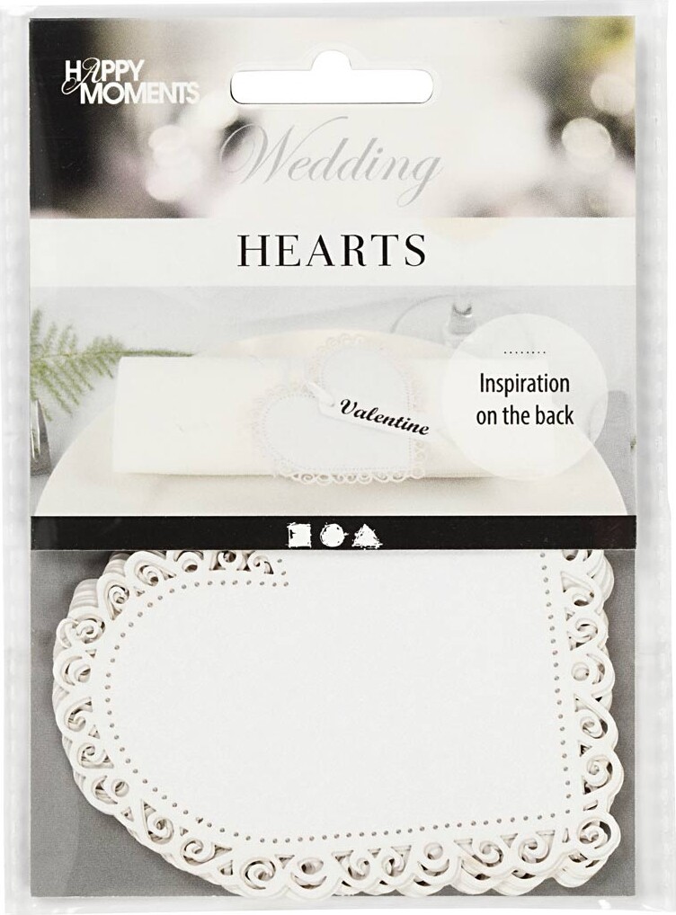 Hjerte - Str. 85x85 Mm - 240 G - Hvid - 10 Stk | Se tilbud og køb på ...