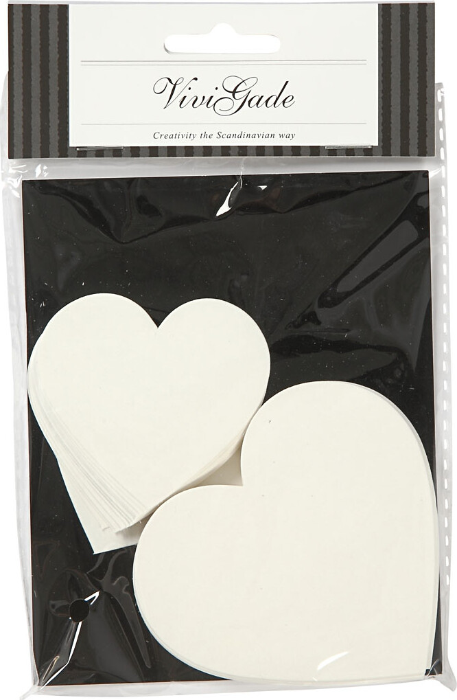 Hjerter - Str 6 8 5 Cm - 240 G - Hvid - 50 Stk