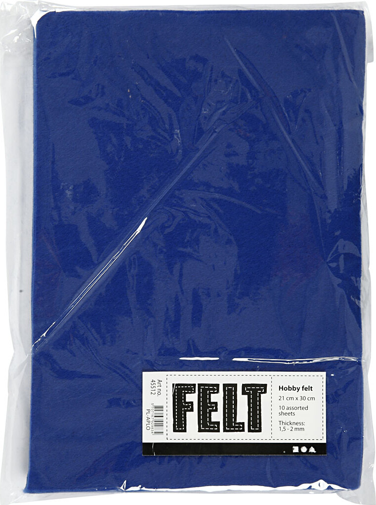 Hobbyfilt - A4 - 210X297 Mm - 1 5-2 Mm - Blå - 10 Ark