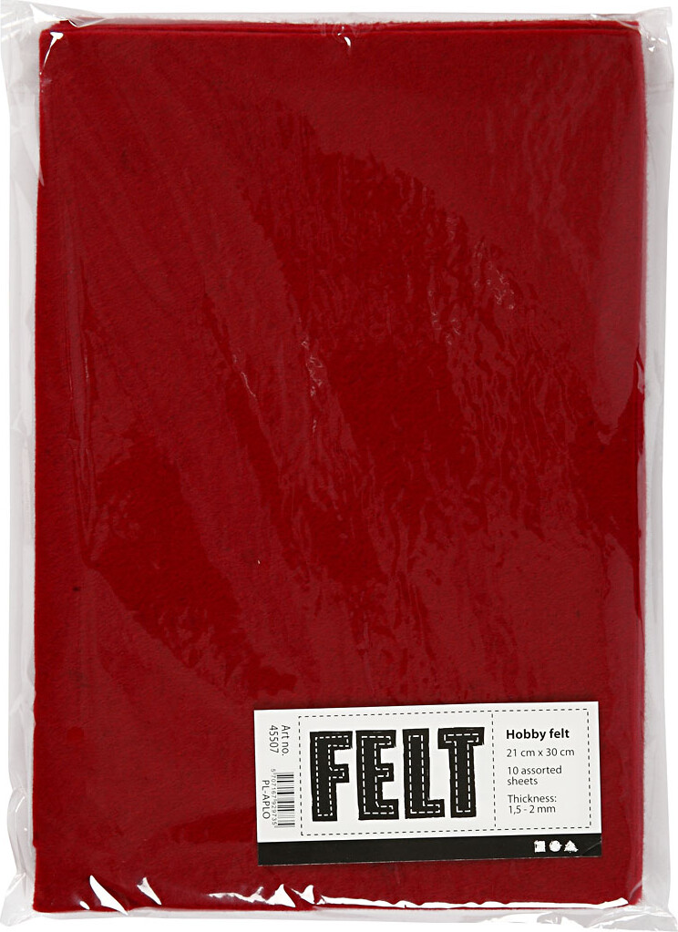 Hobbyfilt - A4 - 210X297 Mm - 1 5-2 Mm - Gammel Rød - 10 Ark