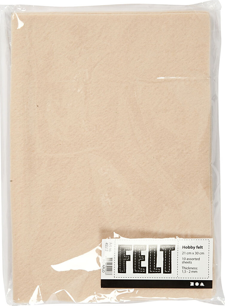 Hobbyfilt - A4 - 210X297 Mm - 1 5-2 Mm - Lys Pudder - 10 Ark