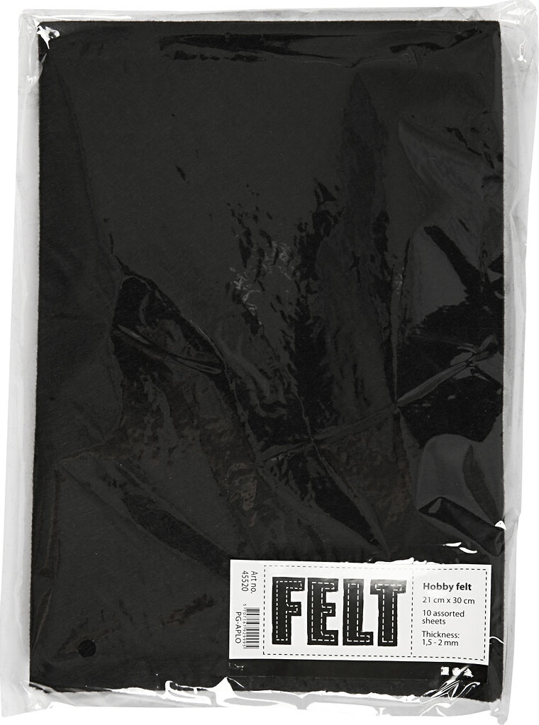Hobbyfilt - A4 - 210X297 Mm - 1 5-2 Mm - Sort - 10 Ark