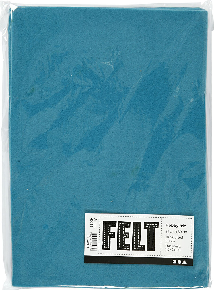 Hobbyfilt - A4 - 210X297 Mm - 1 5-2 Mm - Turkis - 10 Ark
