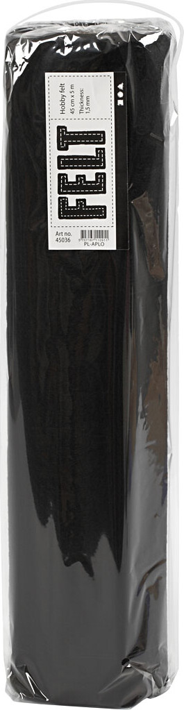 Hobbyfilt Rulle - B 45 Cm - Tykkelse 1 5 Mm - 180-200 G - Sort - 5 M