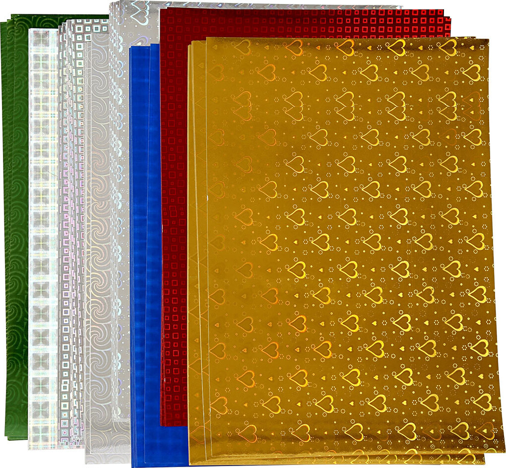 Holografipapir - A4 - 210X297 Mm - 120 G - 8 Assorterede Ark