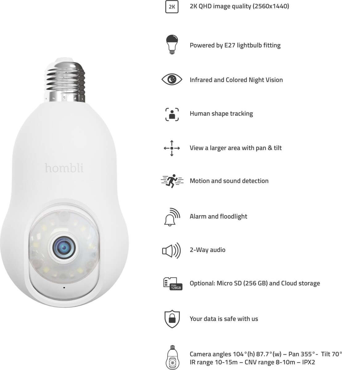 Hombli - Smart Bulb Cam Hvid