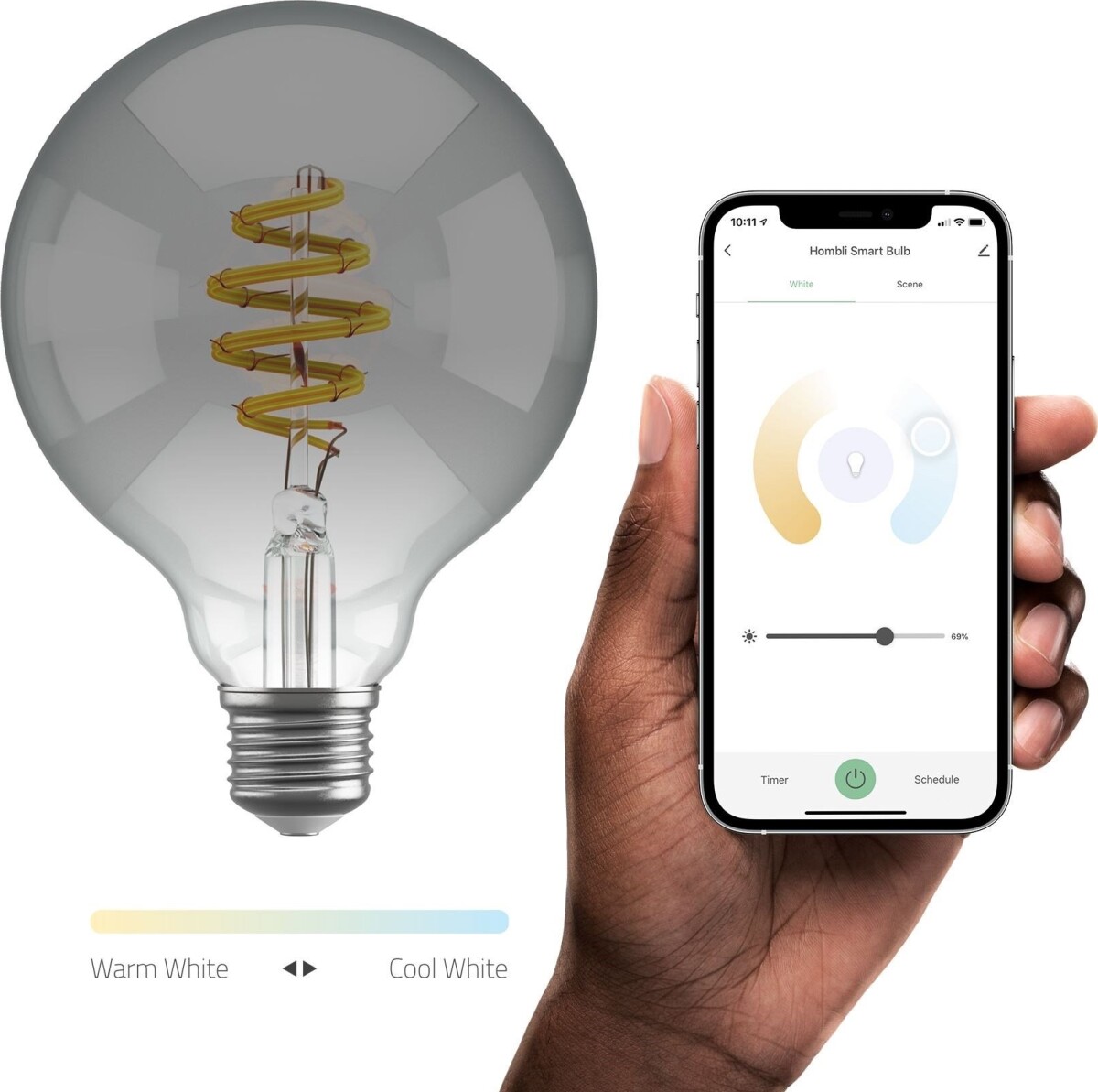 Hombli - Smart Bulb G95 Cct Filament E27 - Smokey