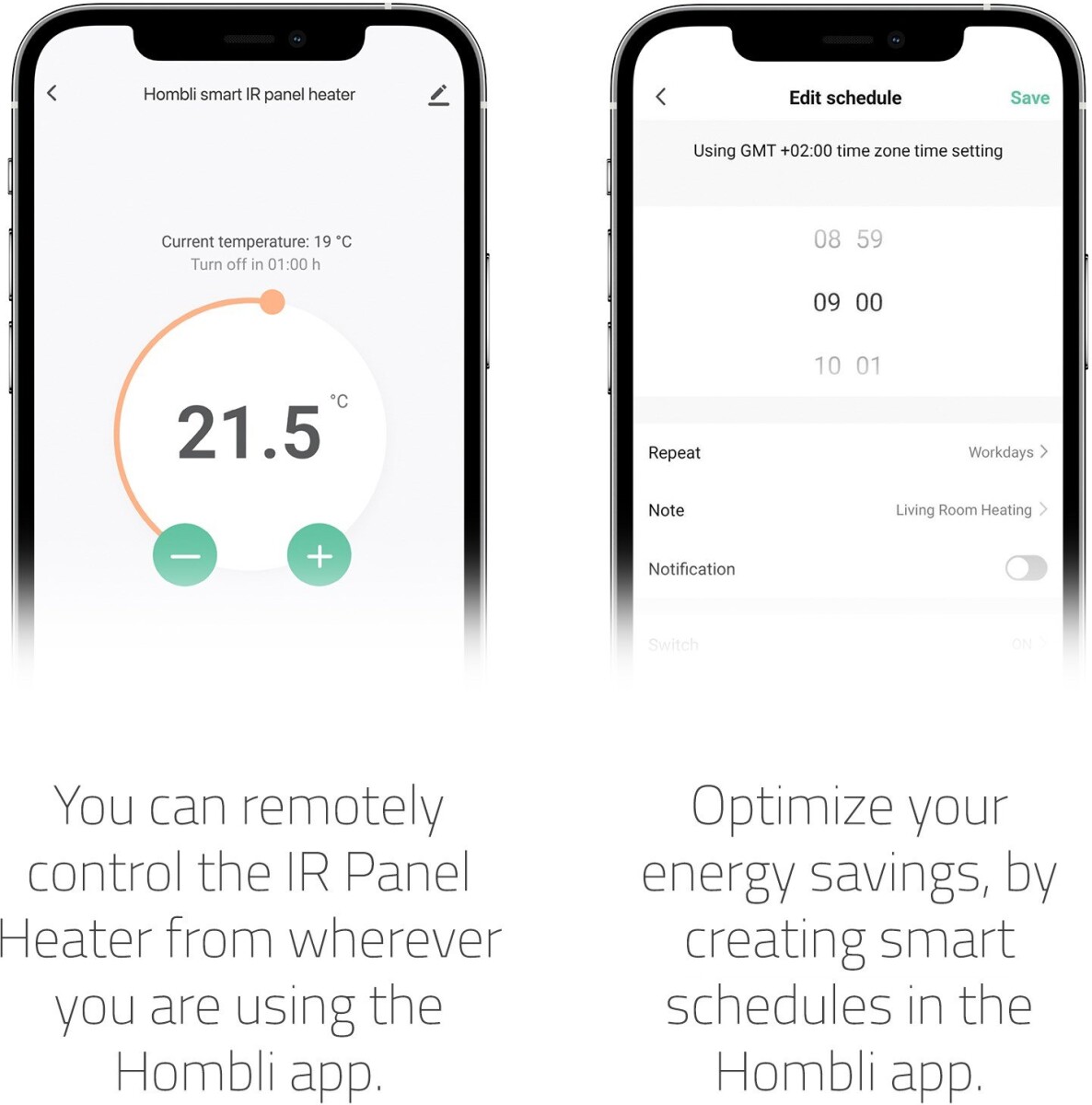 Hombli - Smart Ir Glas Varmepanel 400W Hvid 400W