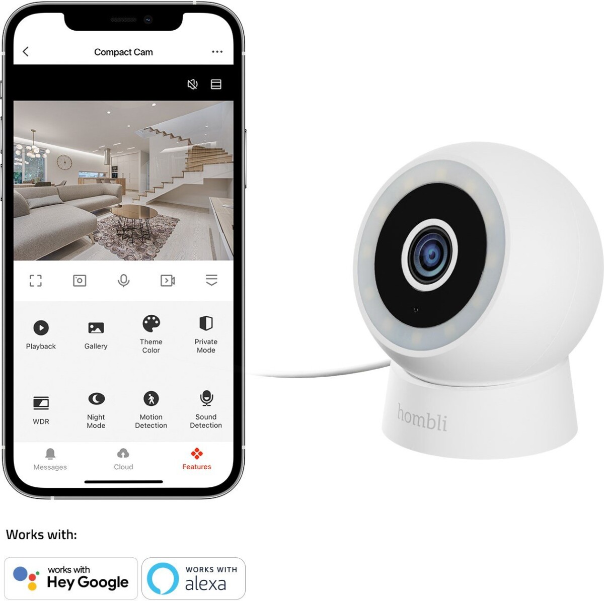 Hombli - Smart Outdoorindoor Compact Cam Hvid