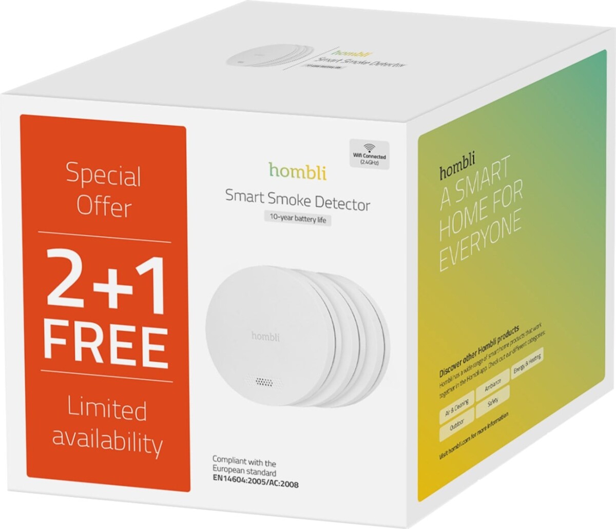 Hombli - Smart Smoke Detector Promo Pack 2 1 White